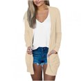 thumbnail image 1 of AherBiu Womens Cardigan Tops Long Sleeve Open Front Mid-Long Outwear with Pockets Spring Clothes, 1 of 5
