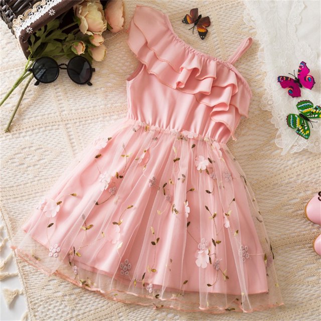 LOVZFMLL Robe pour Enfant 3-8 Ans, Mode, Couleur Unie, Paillettes, Fermeture Éclair, Manches Courtes, Col Rond