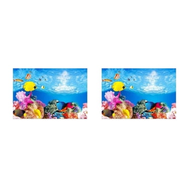 Youkk Beautiful PVC Aquarium Background Poster Vibrant Fish Tank Decoration Landscape 30x52cm 2Set