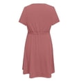 thumbnail image 3 of Birdeem Robe Femme Mode Décontractée Confortable Unie à Manches Courtes Col Rond Boutonnée Longueur Genou, 3 of 5