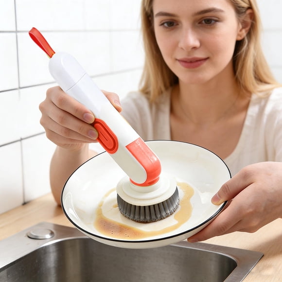 Cleaning Brush with Soap Dispensing Function for Kitchen Long Handle Detachable Scrub and Refillable Cleaning Solution for Daily Dishwashing and Home Use