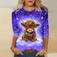 thumbnail image 2 of Staron Liquidation d'Été Hauts pour Femmes Manches 3/4 Animaux de Dessin Animé Tunique à Col Rond Hauts T-Shirts Basiques Chic Décontracté Hauts Amples Blouses Fluides, 2 of 5