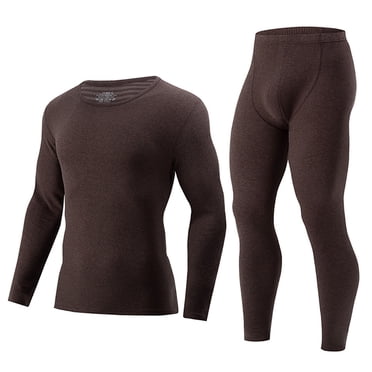 Ediodpoh Men's Suits Thermal Underwear for Men Long for Men Soft Mens Thermals Top and Bottom Set Lined Base Layer Men for Winter Men's Suits Coffee M