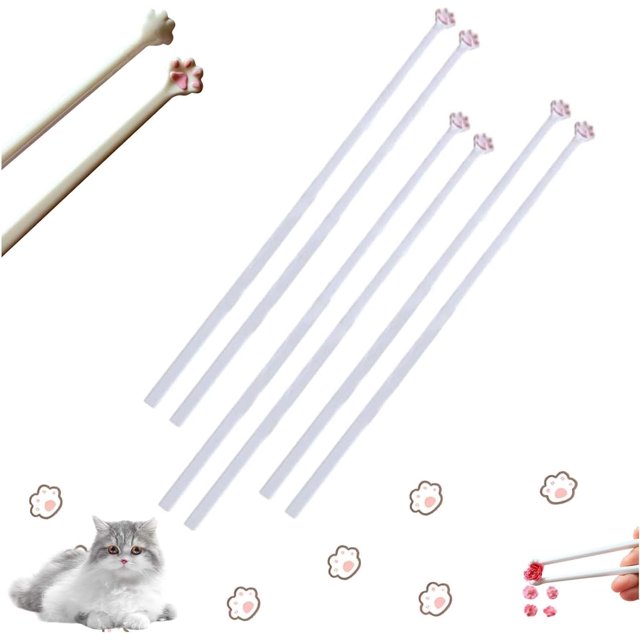 Baguettes Patte de Chat, Baguettes Roses Mignonnes, Empreintes de Pattes Roses Uniques Réutilisables Antidérapantes, Design Patte de Chat Durable, Idée Amusante Cadeaux pour Petites Amies et Amoureux des Chats (3 Paires)