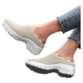 thumbnail image 5 of XIAQUJ Sport Mode Été à Semelle Compensée Espadrilles pour Femmes à Bout Rond en Maille Décontractées à Enfiler Chaussures pour Femmes Espadrilles pour Femmes Espadrilles Mode pour Femmes Beige 9(41), 5 of 5