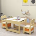 thumbnail image 4 of Gymax Ensemble Table et Chaises pour Enfants avec Boîtes de Rangement Tableau Noir Tableau Blanc Dessin, 4 of 10