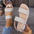thumbnail image 1 of Gspmoly Sandales pour Femme, Mode Décontractée pour Femmes Printemps et Été Nouvelles Sandales à Couleur Unie à Bout Rond à Bout Ouvert à Talon Compensé Sandales Femmes Confortables Blanc 36, 1 of 8