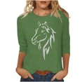 thumbnail image 2 of Baikeli Hauts d'Été pour Femmes Tendance Manches 3/4 Hauts pour Femmes Décontractés Blouses à Imprimé Animal d'Été Couleur Unie Chandail Ample Col Rond T-Shirts d'Été Hauts pour Femmes, 2 of 4