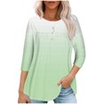 thumbnail image 1 of Pisexur Womens Plus Size Sweatshirt Gradients 3/4 Length Sleeve Tops Fall V-Neck Blouses Spring Ruffle Sleeve Tunic T-Shirts Dressy Casual, 1 of 4