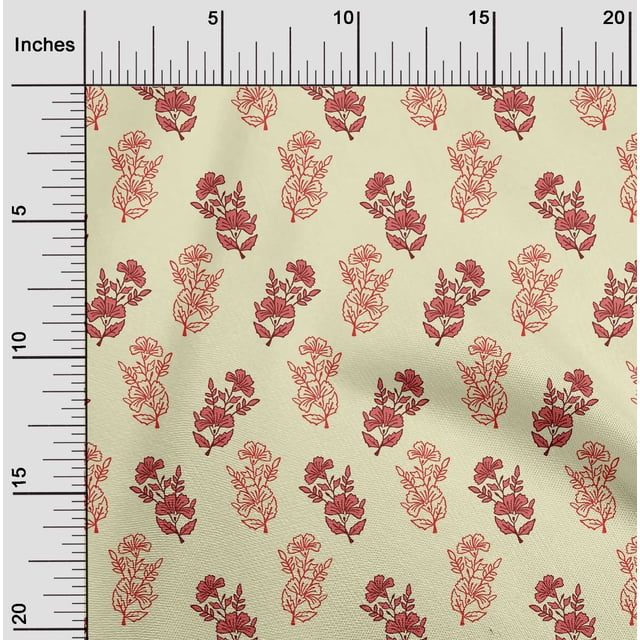 oneOone Georgette Viscose Light Yellow Fabric Floral Block Sewing Craft Projects Fabric Prints By Yard 42 Inch Wide