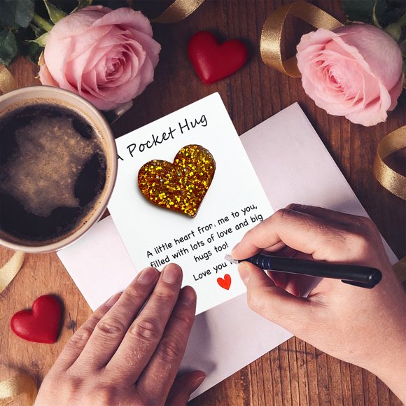 GFHFHITJ Anglais une Carte de Poche Bénédictions Motivationnelles Cœur Pailleté Cadeau de Fête
