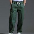 thumbnail image 4 of Mens Casual Fashion Solid Straight Leg Pants Drawstring Elastic Waist Pants RXIRUCGD Vert, Taille: 2TG, 4 of 4