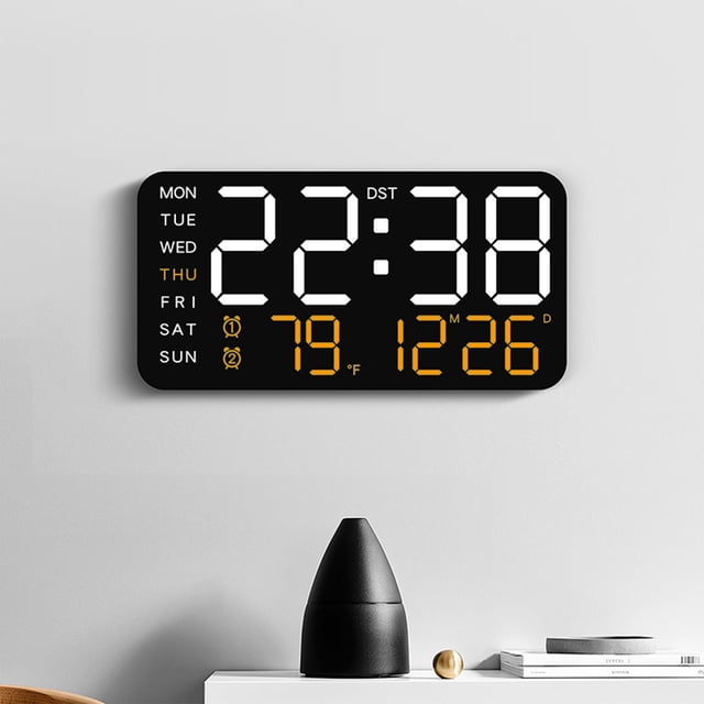 Dianli Réveil Numérique Multifonction à DEL avec Affichage de la Date et de la Température, avec Double Alarme, Répétition, Chargement USB, Luminosité Réglable, Grand Écran, Table de Chevet
