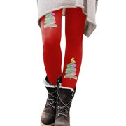Zhanying High Waist Christmas Leggings Lightweight Moisture-Wicking High Waist Women's Leggings Red XL