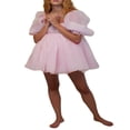 thumbnail image 1 of Women Puffy Tulle Mini Dress Square Neck Bubble Sleeve French Princess Fairy Dress Romantic Ruffle Mesh Short Dresses, 1 of 9