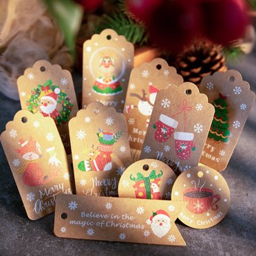 1 Set Christmas Themed Gift Tags Foldable Paper Present Wrapping Gift Labels for Gifts