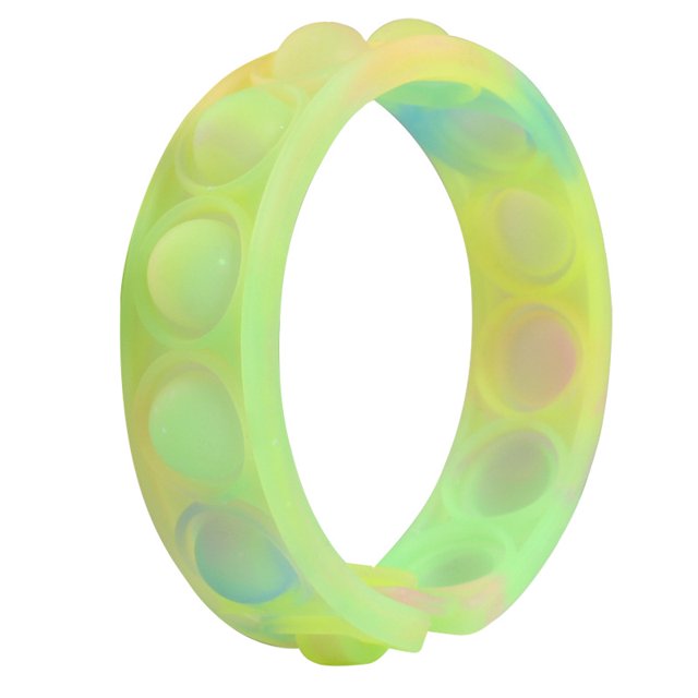 2 Pcs Pops Bubble Simple Dimple Jouet Fidget Bracelet en Silicone Coloré Anxiété Bande Sensorielle, Poudre Dorée
