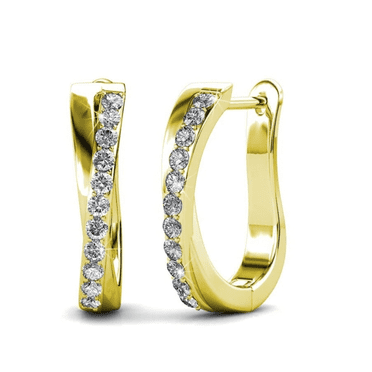 Cate & Chloe Amaya 18k Yellow Gold Plated 16mm Hoop Earrings with Swarovski Crystals Gift for Women