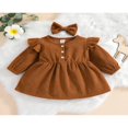 thumbnail image 2 of MesaSe Automne Bébé Filles Princesse Robe 2pcs Volant à Manches Longues Bouton Velours Côtelé une Ligne Robe Bandeau Vin Rouge 2-3 Ans, 2 of 9