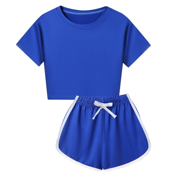 HNMKIU Pant Sets Girls 2 Piece Outfits Summer Children Kid Boys Girls Soft Short Sleeve Shirt Top Blouse And Shorts Casual Two Piece Outfit Set