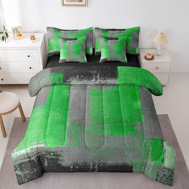 YST 7-Piece Twin Comforter Set, Hippie Graffiti Watercolor Artwork Bedding, Abstract Aesthetic Design