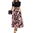 thumbnail image 2 of FAVIPT Robes d'Été à Fleurs pour Femmes Décontractées Mode Fluides 2025 Robe Élégante à Imprimé Floral Robes à Manches Courtes Col Rond Longue Robe Rose,G, 2 of 7