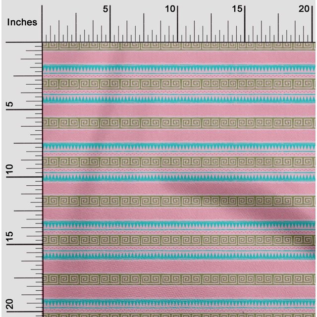 oneOone Organic Cotton Voile Fabric Chevron & Greek Key Block Print Fabric BTY 42 Inch Wide