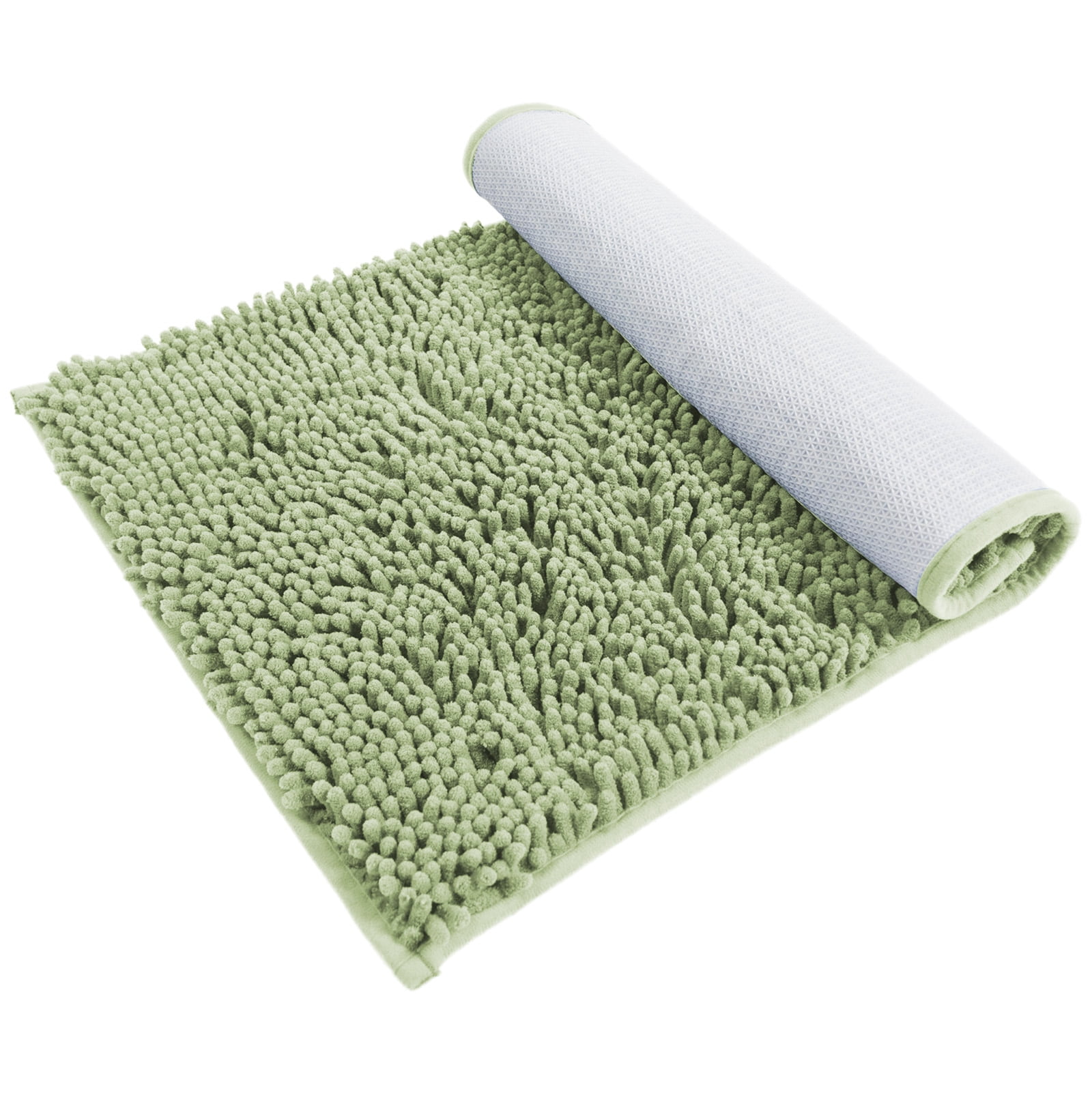 Hitime Soft Chenille Bath Rug Mat 16x24 Quick Dry Machine Washable Bathroom Runner - Ultra Absorbent Non-Slip Backing - Sage Green