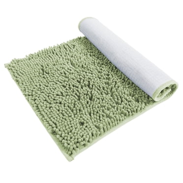 Hitime Soft Chenille Bath Rug Mat 16x24 Quick Dry Machine Washable Bathroom Runner - Ultra Absorbent Non-Slip Backing - Sage Green