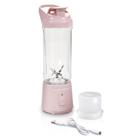 Hamilton Beach Blend Now Portable Cordless Blender with Stainless Steel Blades, USB Rechargeable, 16 oz Jar, Pink, 51181J