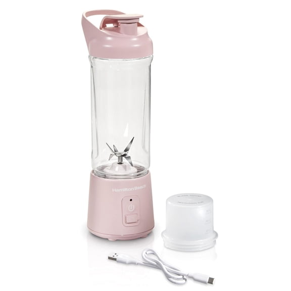 Mélangeur portatif sans fil Hamilton Beach Blend Now avec lames en acier inoxydable, rechargeable USB, jarre de 473 mL, rose, 51181J
