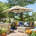 thumbnail image 2 of Outsunny 8'x8' Square Patio Hanging Offset Umbrella w/ Cross Base Cream, 2 of 9