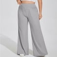 thumbnail image 4 of Timegard Plus Size Pants for Women High Waist Ruched Loose Comfy Lounge Pants Wide Leg Workout Trousers, 4 of 6