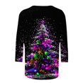 thumbnail image 5 of Meichang Chemises de Noël pour Femmes Grande Taille Manches 3/4 Col Rond Hauts de Vacances Classiques T-Shirts Graphiques Arbre de Noël en Solde Cadeaux de Noël, 5 of 5