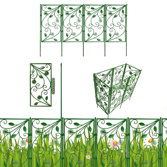 EGNMCR 4pcs Plastic Edgings Garden Picket Fence Grass Flowerbeds Plant Borders Decorative Scenery Road Panels Weather Proof Plastic Garden Fence fences fences
