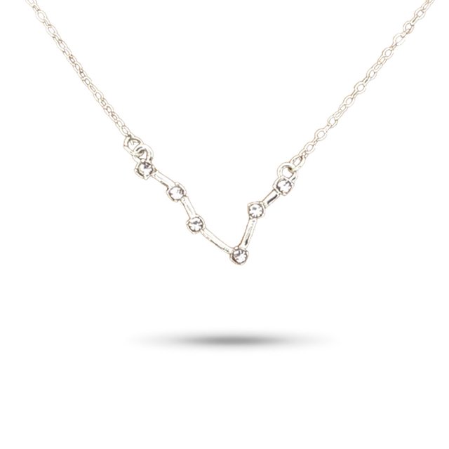 Ins Constellations Theme Friendship Necklace Rhinestone Comfortable Delicate with Display Card Pendant for Lover Festival Gifts Pisces Silver