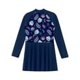 thumbnail image 4 of Sinleey Maillots de Bain une Pièce pour Filles, Costumes de Natation pour Enfants, Robe de Natation à Manches Longues avec Protection Solaire, Marine 14, 4 of 5