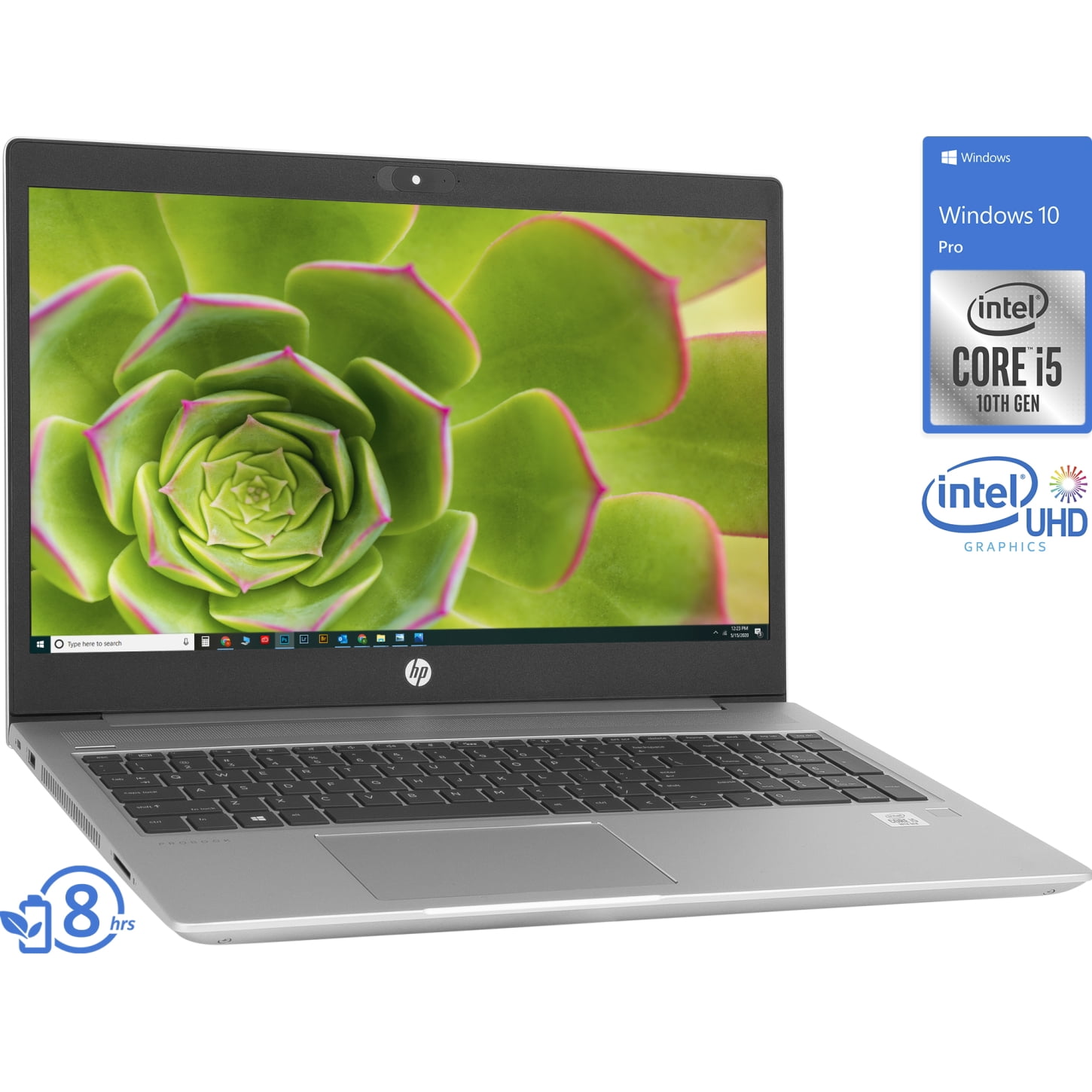 HP ProBook 450 G7 Notebook, Écran FHD 15,6 Pouces, Intel Core i5-10210U jusqu'à 4,2 GHz, 8 Go de RAM, SSD NVMe 256 Go, HDMI, DisplayPort via USB-C, Lecteur de Cartes, Wi-Fi, Bluetooth, Windows 10 Pro (8WB97UT)