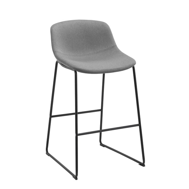 TygerClaw Tabouret de Bar à Dossier Bas avec Siège Rembourré Gris et Pattes de Traîneau en Métal Noir Enduit de Poudre Dotées d'Un Repose-Pieds, Conçu pour les Comptoirs de Cuisine Ou les bars à la Maison avec un style Rétro Moderne et une Construction durable.