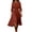 #0068-Orange, variant on Ailaofu Women's Solid Color V-Neck Long Sleeve Cotton Linen Maxi Dress - Casual Loose Fit Dress for Spring Summer Daily Wear & Weekend