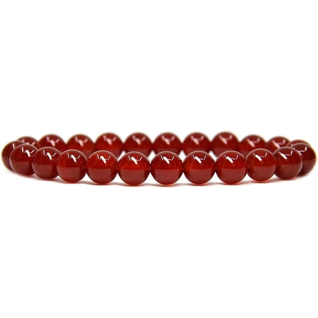 Bracelet Extensible en Perles Rondes de 8 mm en Agate Rouge Naturelle de Qualité AA 7 Pouces Unisexe