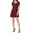 thumbnail image 1 of INSPIRE CHIC Women's Printed Square Neck Short Sleeve A-Line Prom Dress S Burgundy-Stars, 1 of 7