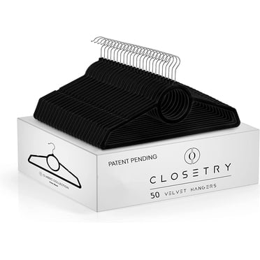 Cintre en Velours de Qualité Supérieure ( Lot de 30 ) par Closetry / Cintre Extra Robuste, Antidérapant, Encoche pour Sangle, Ceinture, Cravate et Boucle pour Foulard, Cintre pour Complet, Cintre pour Robe, Cintre pour Chemise, Cintre pour Manteau, Noir/ivoire
