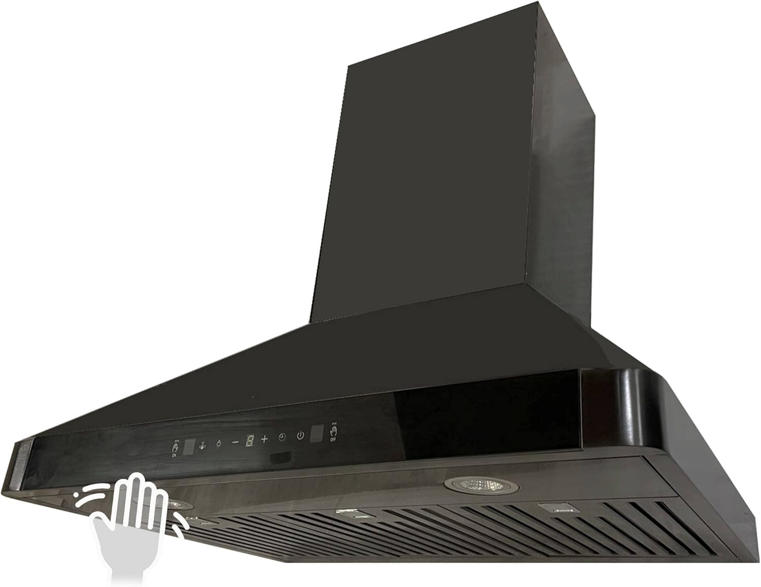 Crown PRO-B15BS 30" 850 CFM Black Stainless Steel Gesture Control Wall Mount Range Hood
