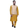 thumbnail image 1 of Atasi Solid Kurta Pajama & Printed Nehru Jacket Set For Mens Party Wear, 1 of 3