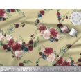 thumbnail image 2 of Soimoi Beige Heavy Satin Fabric Ranunculus & Penoy Floral Print Printed Craft Fabric By the Yard 56 Inch Wide, 2 of 3