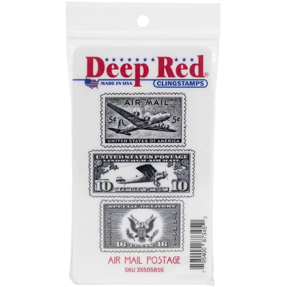 Deep Red Stamps Air Mail Postage