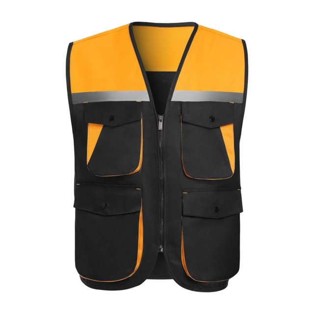 Mineart Safety Vest for Men Reflective Hi Vis Zip Up Work Waistcoat Multi Pocket for Outdoor Working