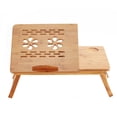 thumbnail image 4 of Graflsoa Adjustable Bamboo Laptop Desk with Cooling Fan and Drawer, Foldable Bed Table in Medium Size, Natural Finish, 4-Level Height Adjustment, 4 of 6