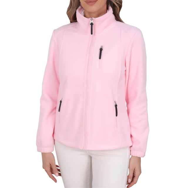 Gpaecead Polar Fleece Coat Ladies' Casual Colored Full Zip Multi Pocket Long Sleeved Fleece Jacket